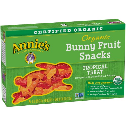 ANNIE - BUNNY FRUIT SNACK, TROPICAL TREAT