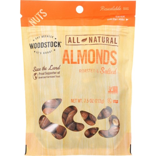 WOODSTOCK - ALMONDS, WHOLE, ROASTED & SALTED