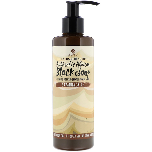 ALAFFIA - BLACK SOAP, SAVANNA SPICE, 8 OZ.