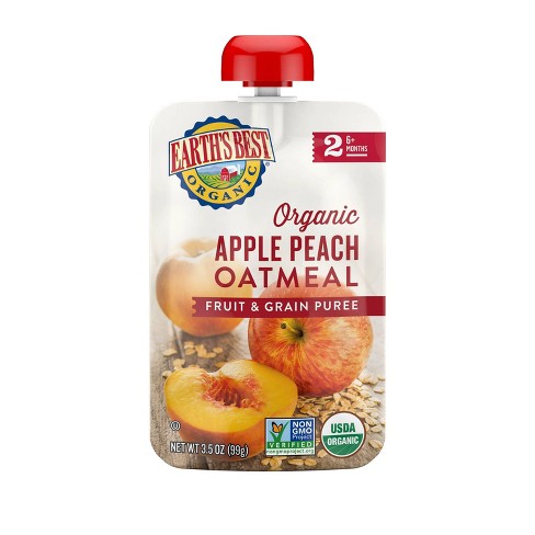 EARTHB -  FRUIT & GRAIN PUREE, APPLE PEACH OATMEAL