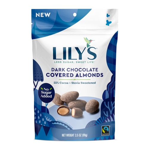 LILYS - DARK CHOCOLATE COVERED ALMONDS, STEVIA