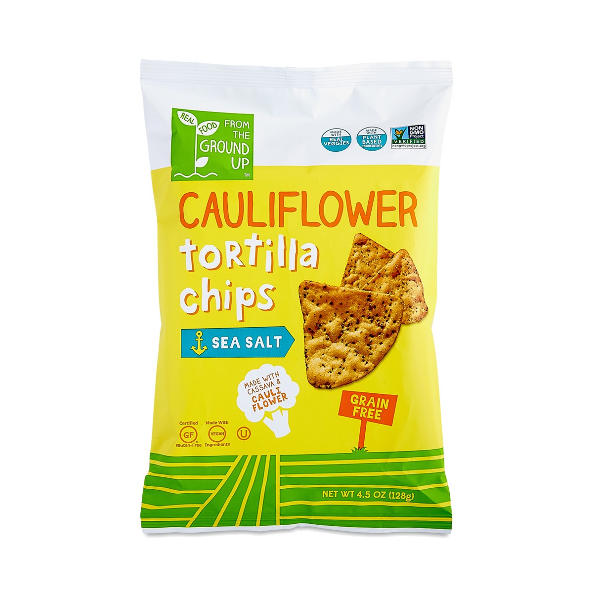 CAULIFLOWER TORTILLA CHIPS, SEA SALT, 4.5 OZ