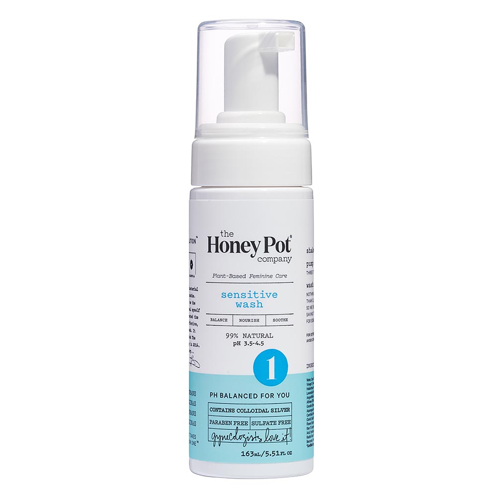 THE HONEY POT CLEANSE SENSITIVE FOAMING INTIMATE WASH 5.51 OZ. USE THIS SENSITIVE FEMININE FOAMING W
