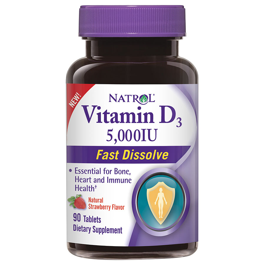 NATROL - VITAMIN D3, STRAWBERRY, FAST DISSOLVE TABLETS