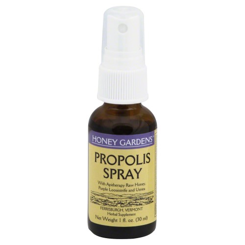 HONEY GARDENS - BEE PROPOLIS THROAT SPRAY WITH APITHERAPY RAW HONEY, LICORICE ROOT AND USNEA 50 SERV