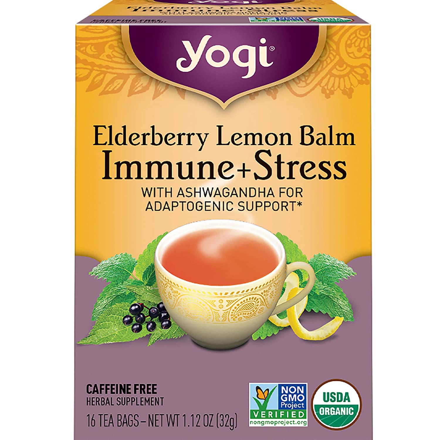 YOGI - TEA, ELDERBERRY LEMON BALM, IMMUNE + STRESS